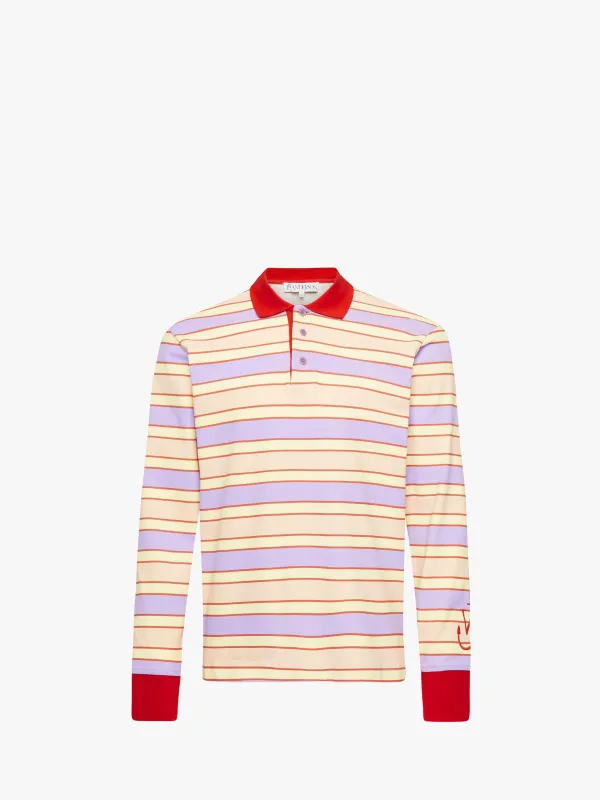CL_STRIPED CONTRAST TRIM LS POLO TOP - PINK/MULTI - DO NOT USE_JO0258PG1724 sold by J.W. Anderson