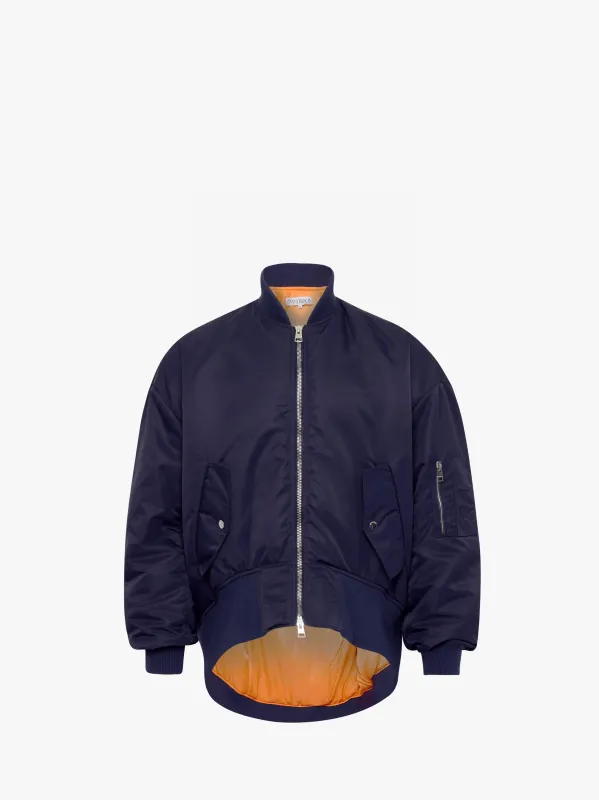 CL_OVERSIZED CURVED HEM BOMBER JACKET - NAVY_JK0357PG1696 made by J.W. Anderson