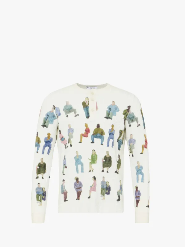 CL_PRINTED WAFFLE HENLEY TOP - WHITE_JO0260PG1737 made by J.W. Anderson
