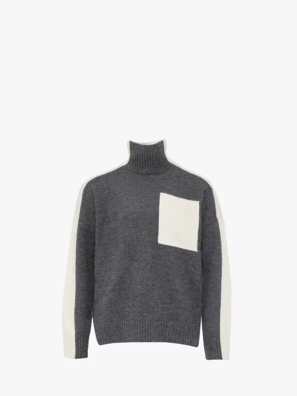 DUAL TONE - PATCH POCKET TURTLENECK SWEATER made by J.W. Anderson