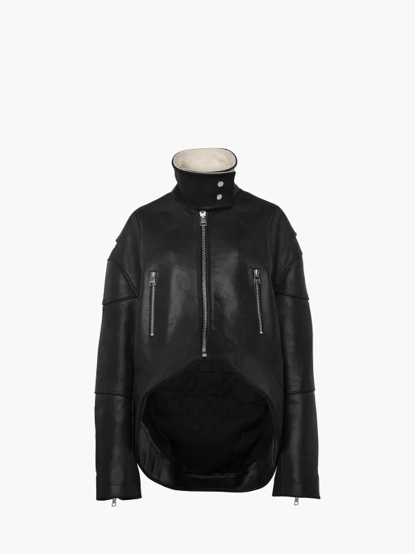 CURVED LEATHER HEM HIGH NECK JACKET sold by J.W. Anderson