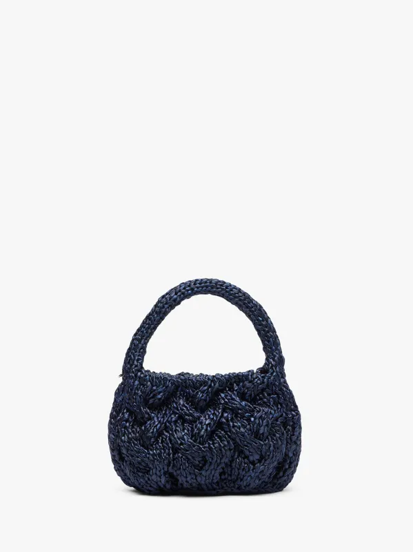 SMALL CABLE KNIT BAG - RAFFIA TOP HANDLE BAG made by J.W. Anderson