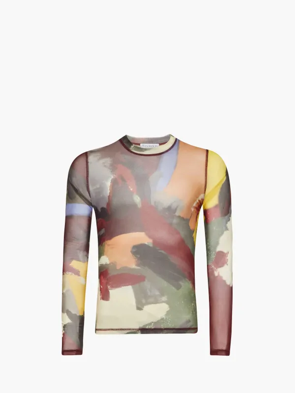 'ABSTRACT' PRINT - SHEER LONG SLEEVE TOP made by J.W. Anderson