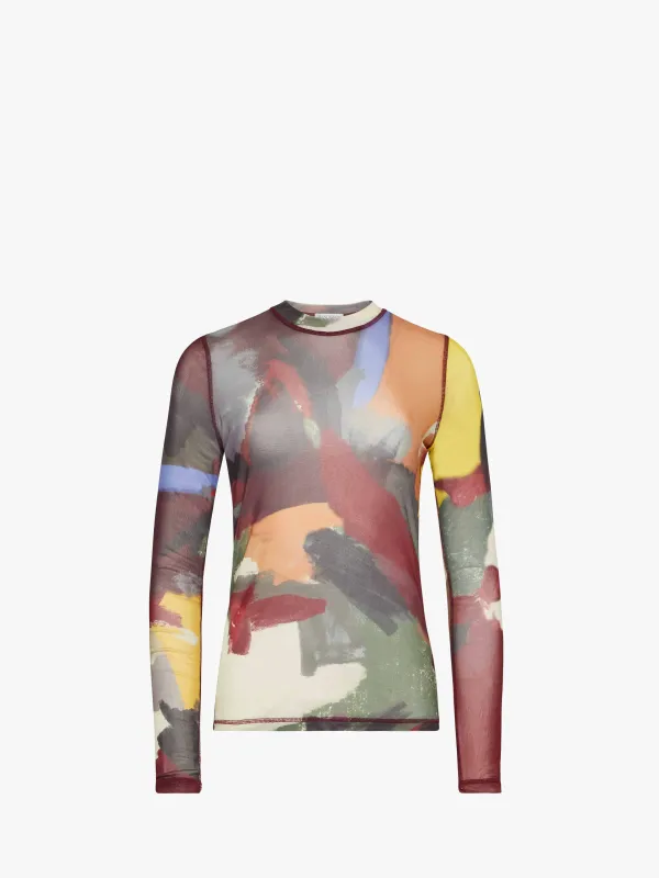 'ABSTRACT' PRINT - SHEER LONG SLEEVE TOP made by J.W. Anderson