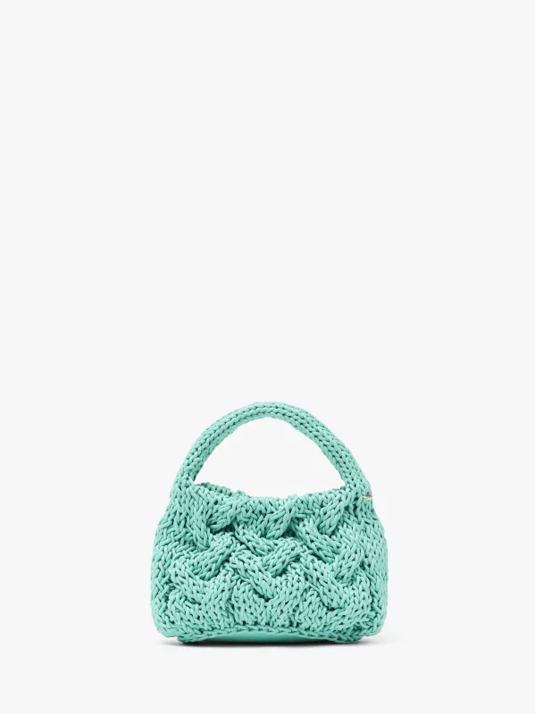 SMALL CABLE KNIT BAG - LEATHER DRAWCORD TOP HANDLE BAG sold by J.W. Anderson