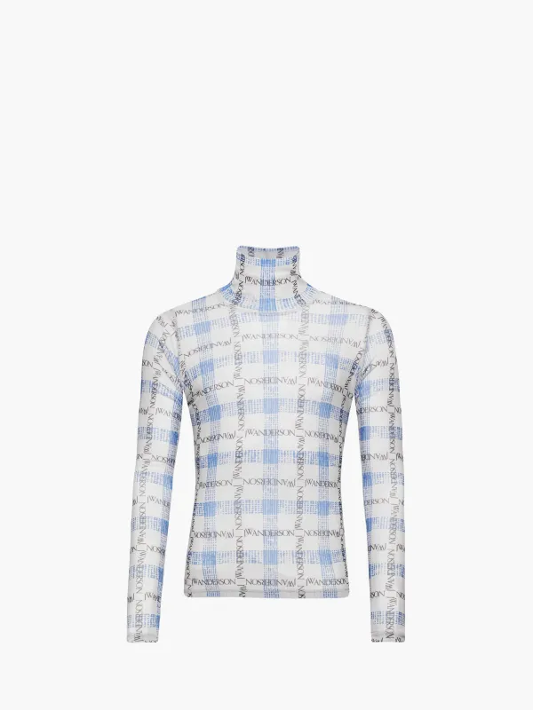 "LOGO GRID CHECK" PRINT - SHEER LONG SLEEVE TOP sold by J.W. Anderson