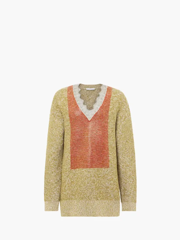 V-NECK LACE TRIM SWEATER made by J.W. Anderson