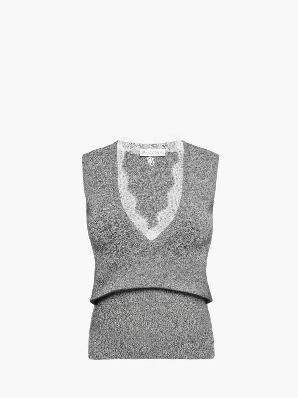 V-NECK LACE TRIM SWEATER made by J.W. Anderson