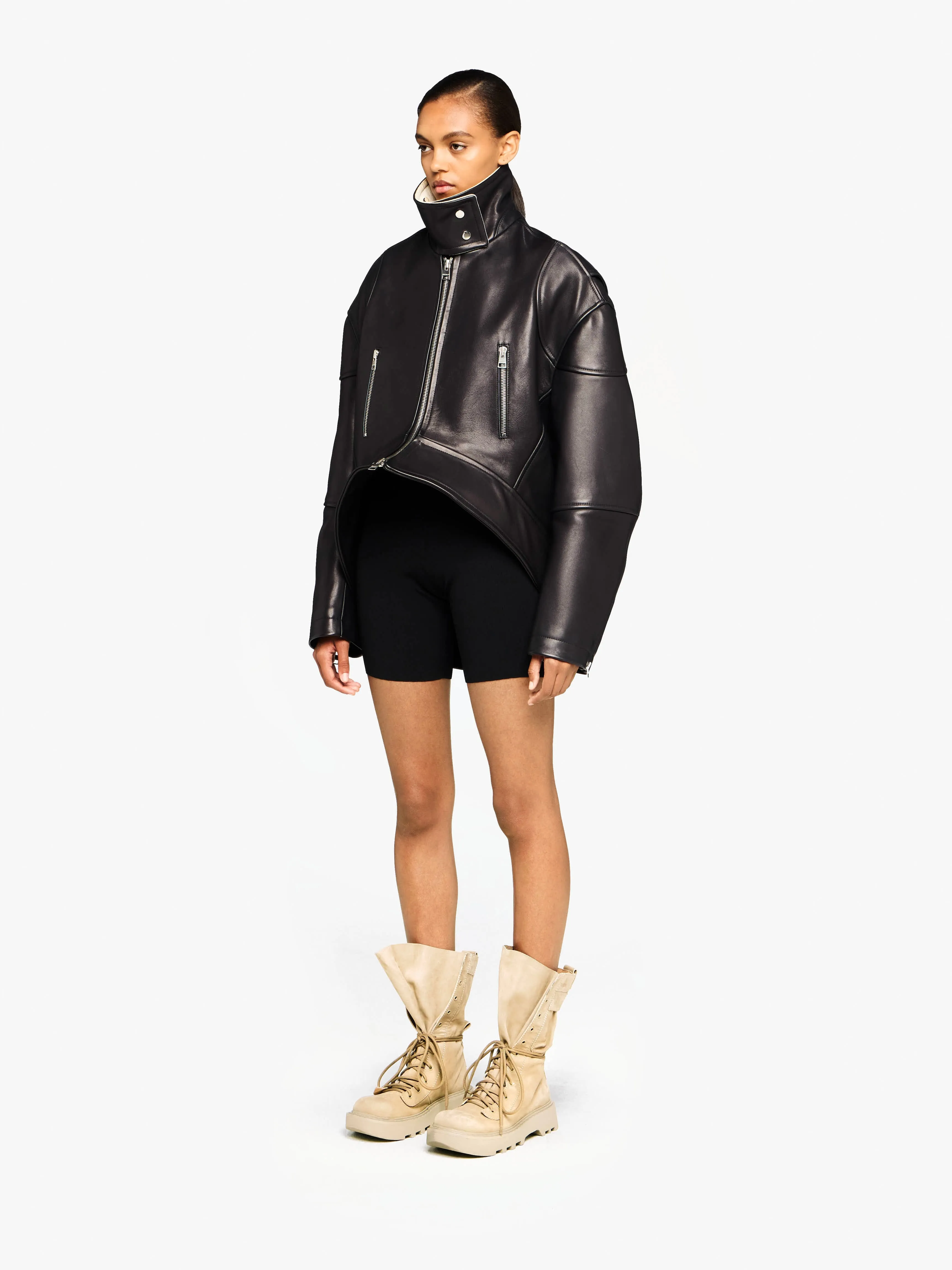 CURVED LEATHER HEM HIGH NECK JACKET sold by J.W. Anderson product image thumbnail 4
