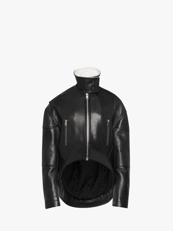 CURVED LEATHER HEM HIGH NECK JACKET made by J.W. Anderson