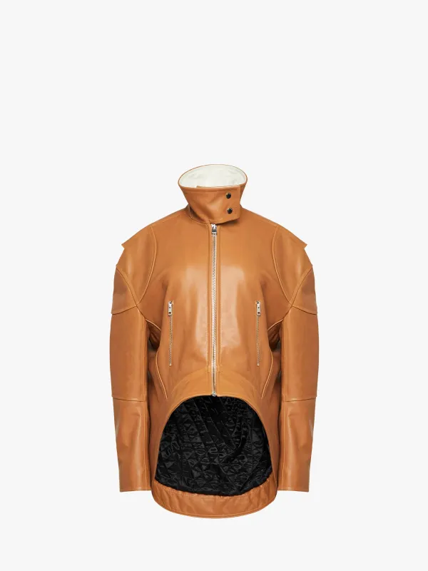 CURVED LEATHER HEM HIGH NECK JACKET made by J.W. Anderson