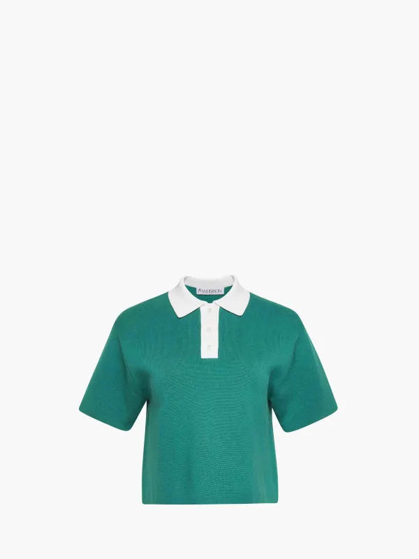 CROPPED KNITTED POLO TOP sold by J.W. Anderson