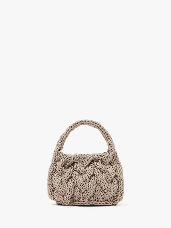 SMALL CABLE KNIT BAG - LEATHER DRAWCORD TOP HANDLE BAG made by J.W. Anderson
