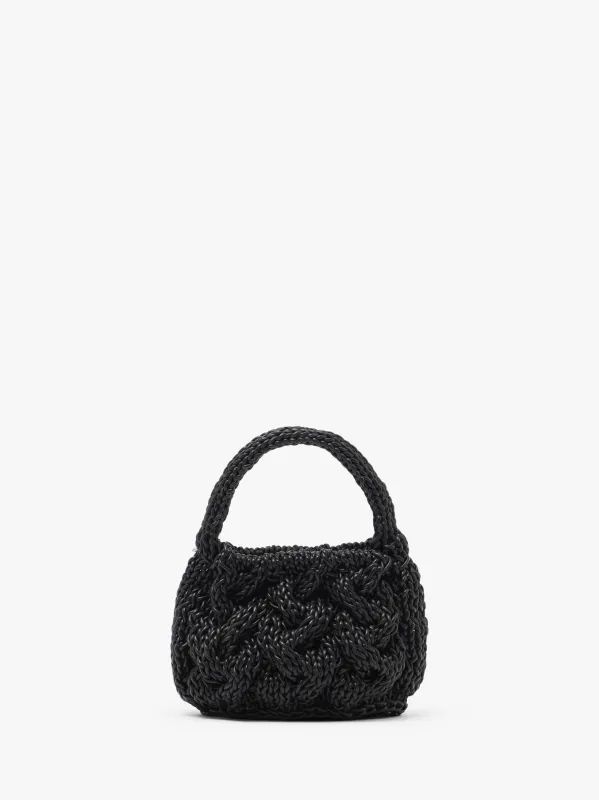 SMALL CABLE KNIT BAG - LEATHER DRAWCORD TOP HANDLE BAG sold by J.W. Anderson