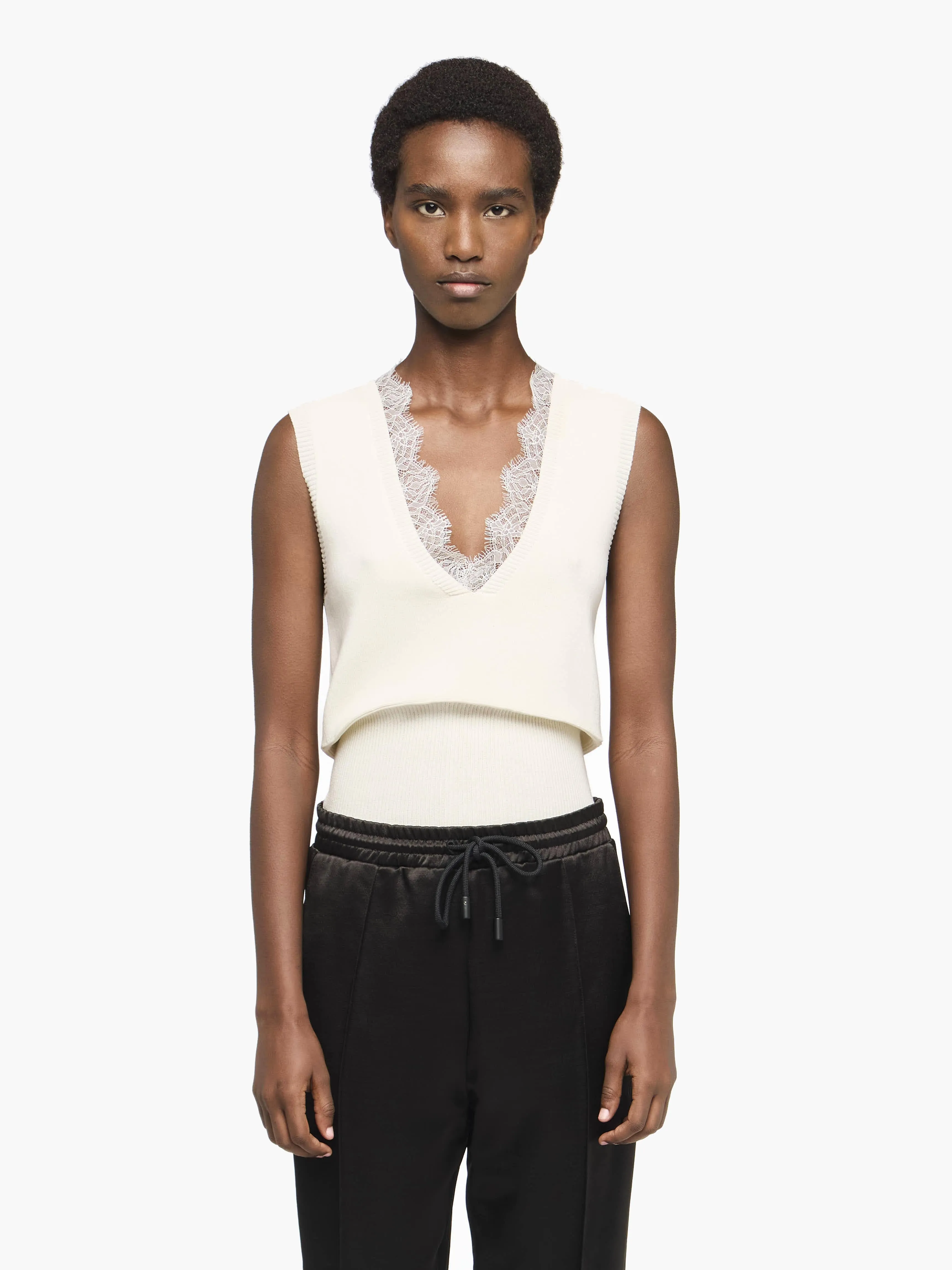 V-NECK LACE TRIM SWEATER sold by J.W. Anderson product image thumbnail 2