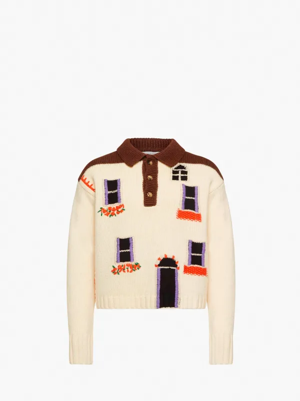 HOUSE' INTARSIA POLO SWEATER sold by J.W. Anderson
