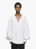 V-NECK LACE TRIM SHIRT sold by J.W. Anderson