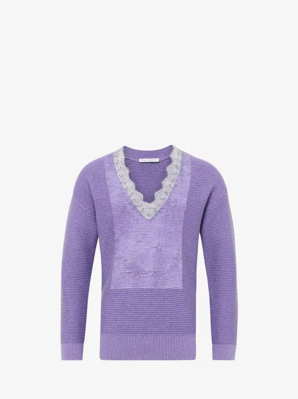 V-NECK LACE TRIM SWEATER sold by J.W. Anderson