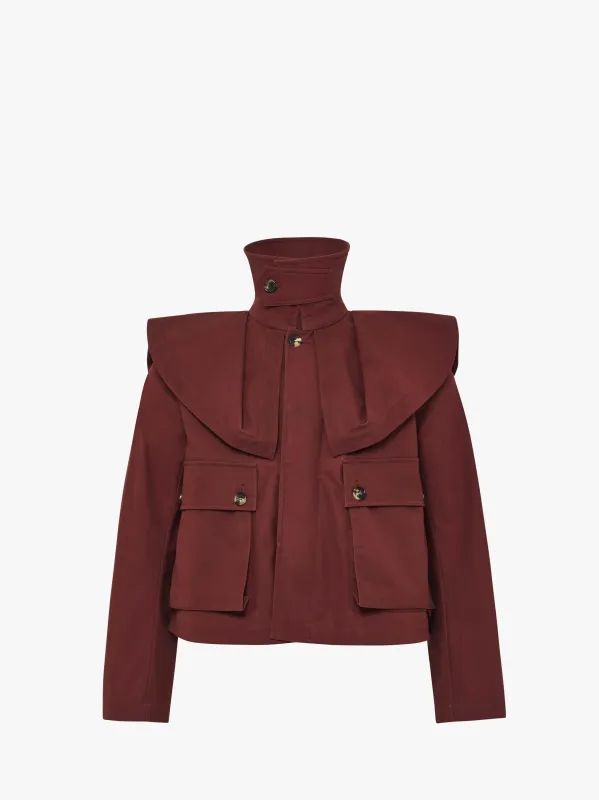 CL_OVERSIZED COLLAR CROPPED TRENCH JACKET - RUST_JK0377PG1683 sold by J.W. Anderson