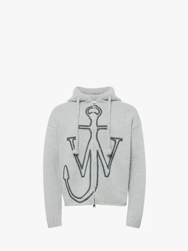 ANCHOR EMBROIDERY ZIPPED HOODIE made by J.W. Anderson