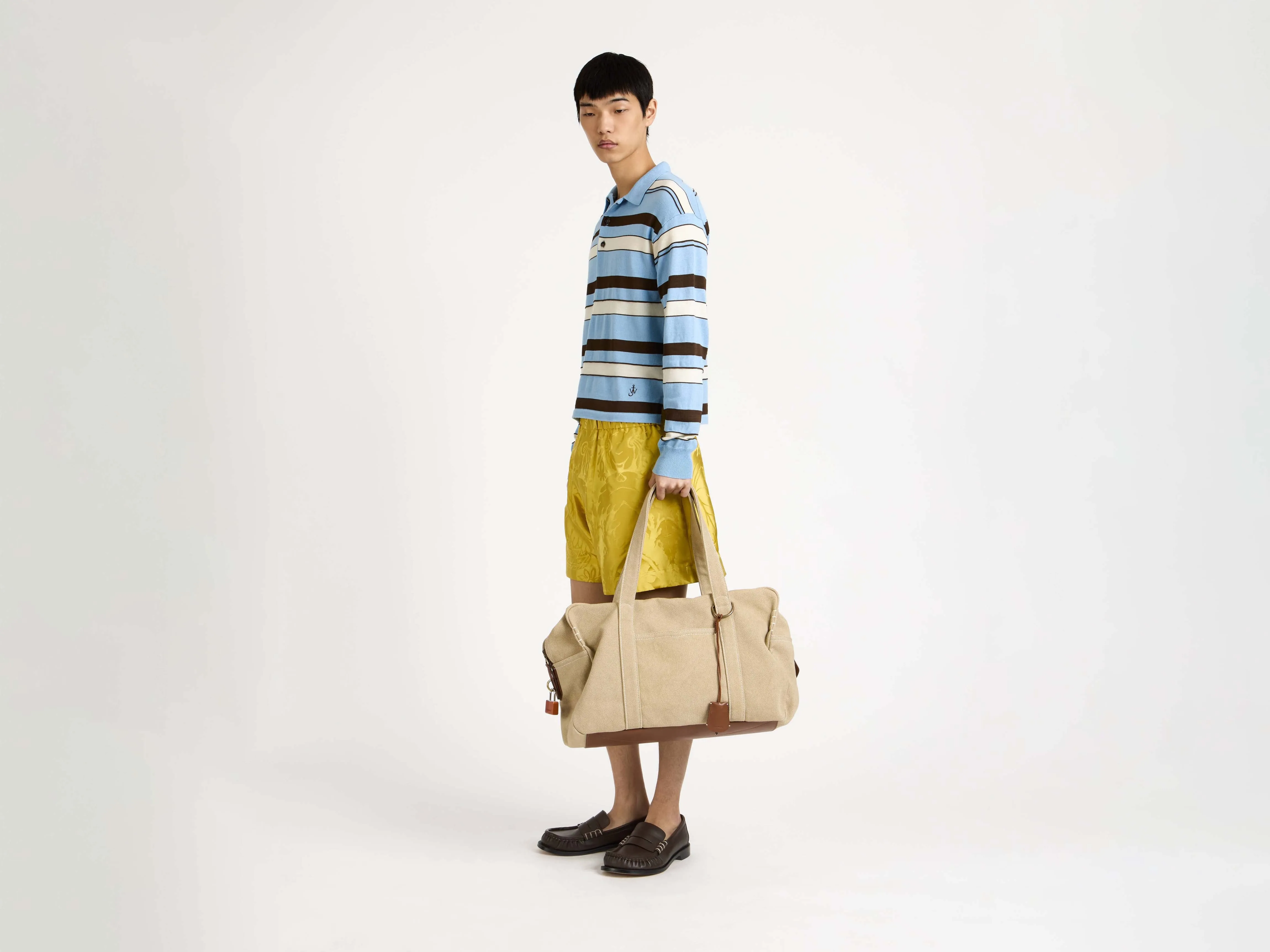 MENS KNITTED STRIPED RUGBY POLO TOP IN MISTY BLUE sold by J.W. Anderson product image thumbnail 2