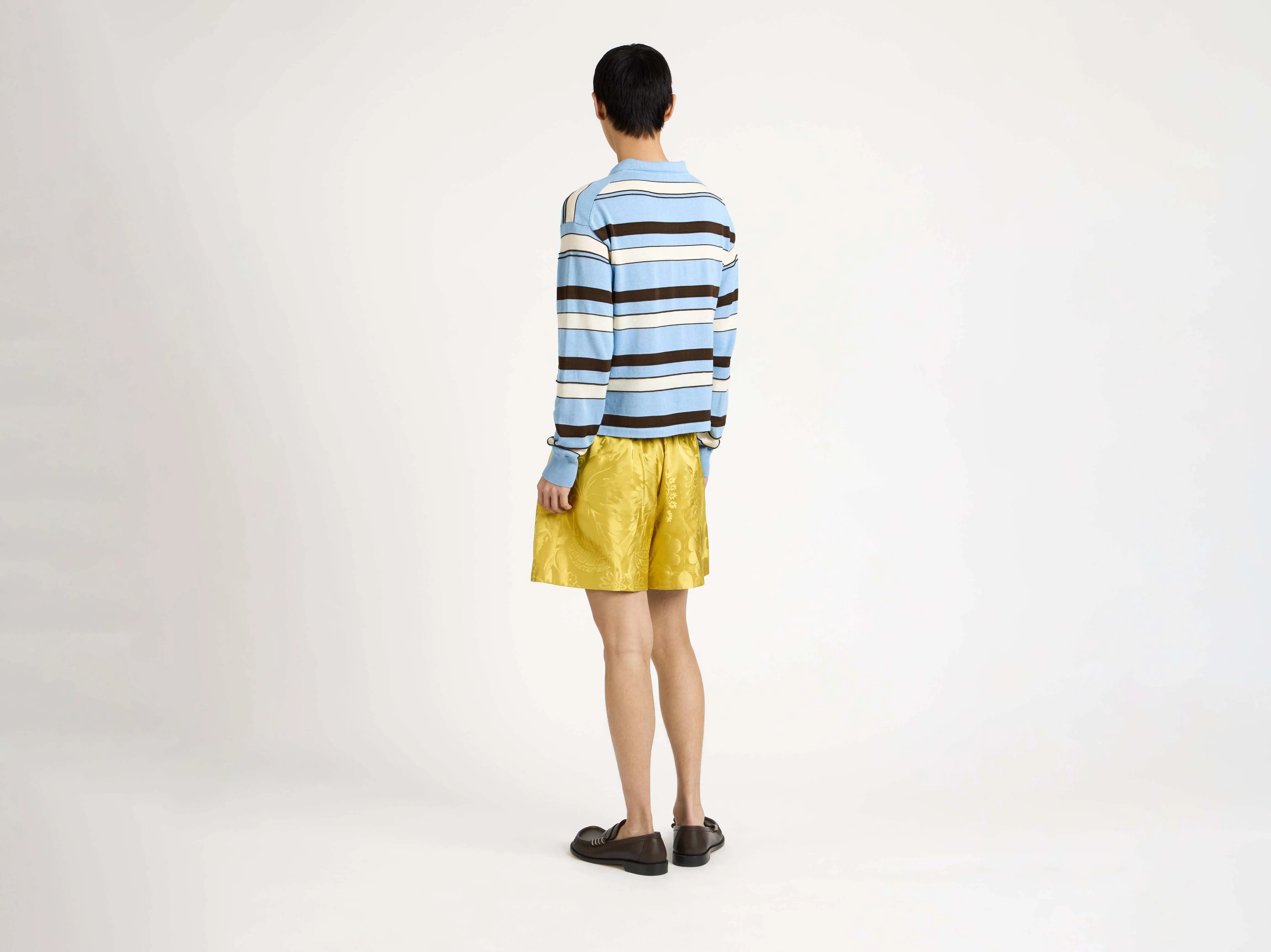 MENS KNITTED STRIPED RUGBY POLO TOP IN MISTY BLUE sold by J.W. Anderson product image thumbnail 3
