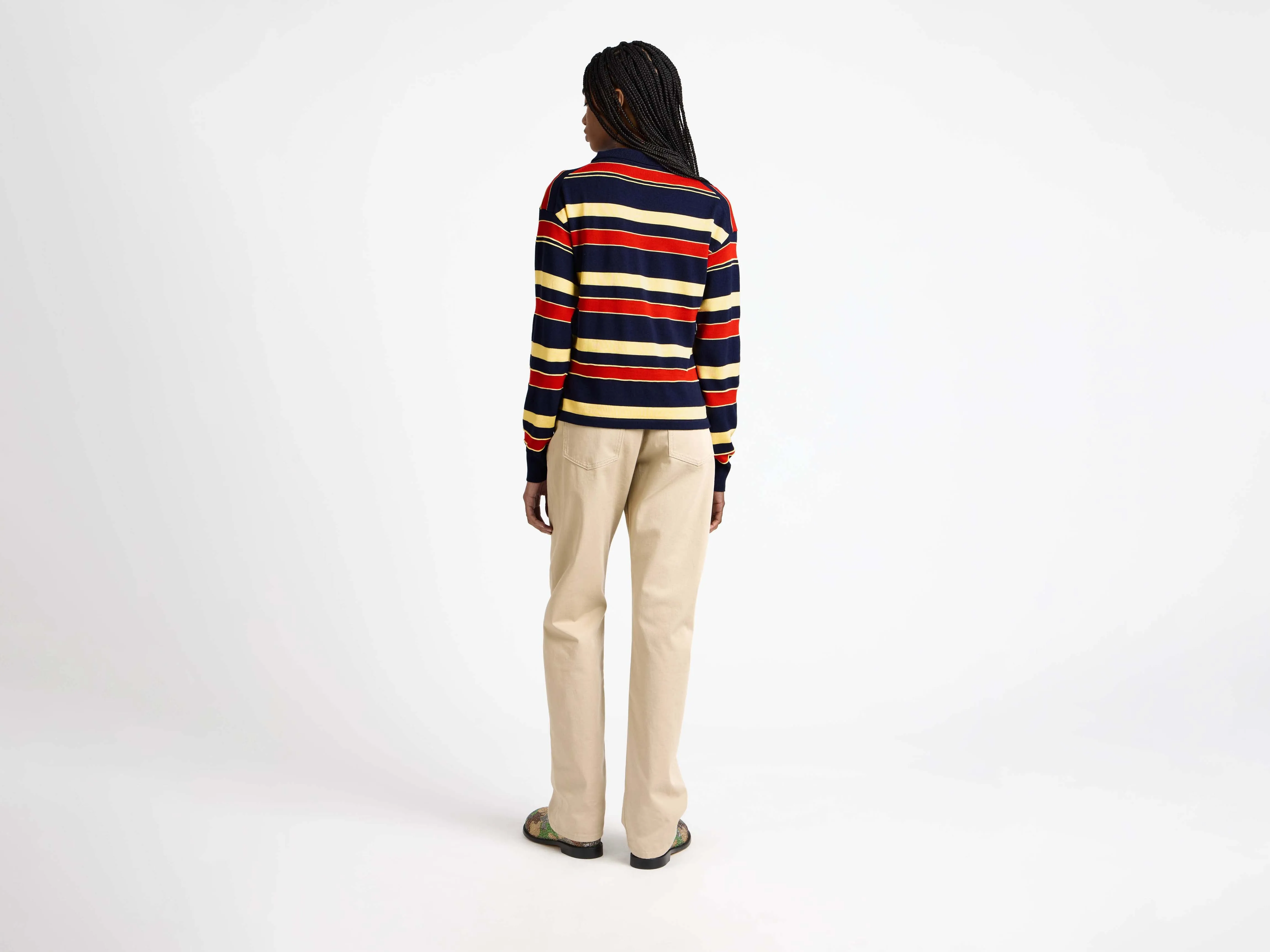 WOMENS KNITTED STRIPED RUGBY POLO TOP IN NAVY sold by J.W. Anderson product image thumbnail 2