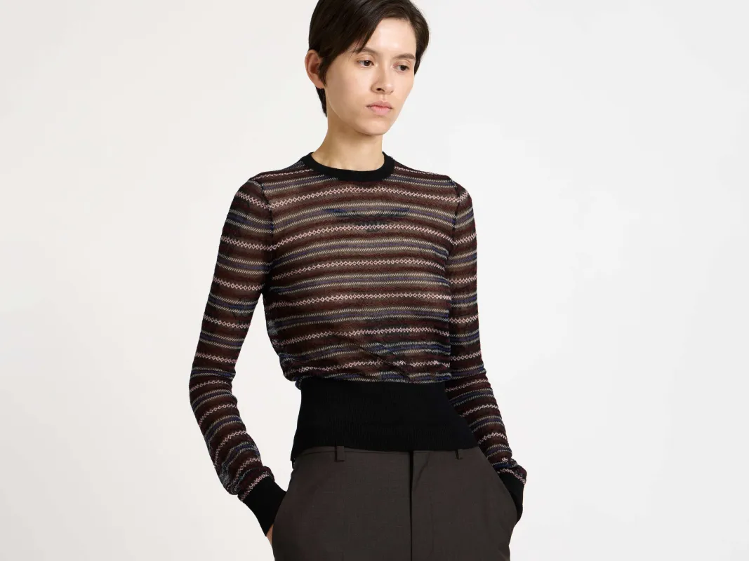 WOMENS LONG SLEEVE FAIRISLE TOP IN BLACK sold by J.W. Anderson