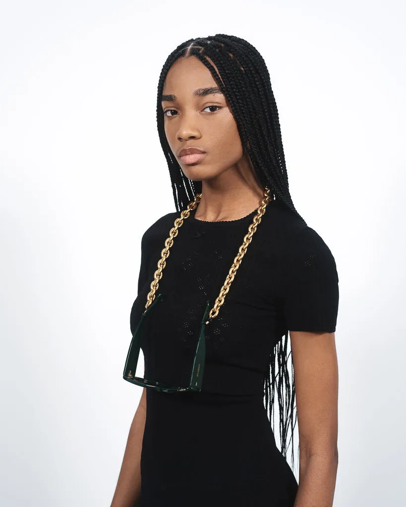 WOMENS KNITTED POINTELLE T-SHIRT IN BLACK sold by J.W. Anderson product image thumbnail 4