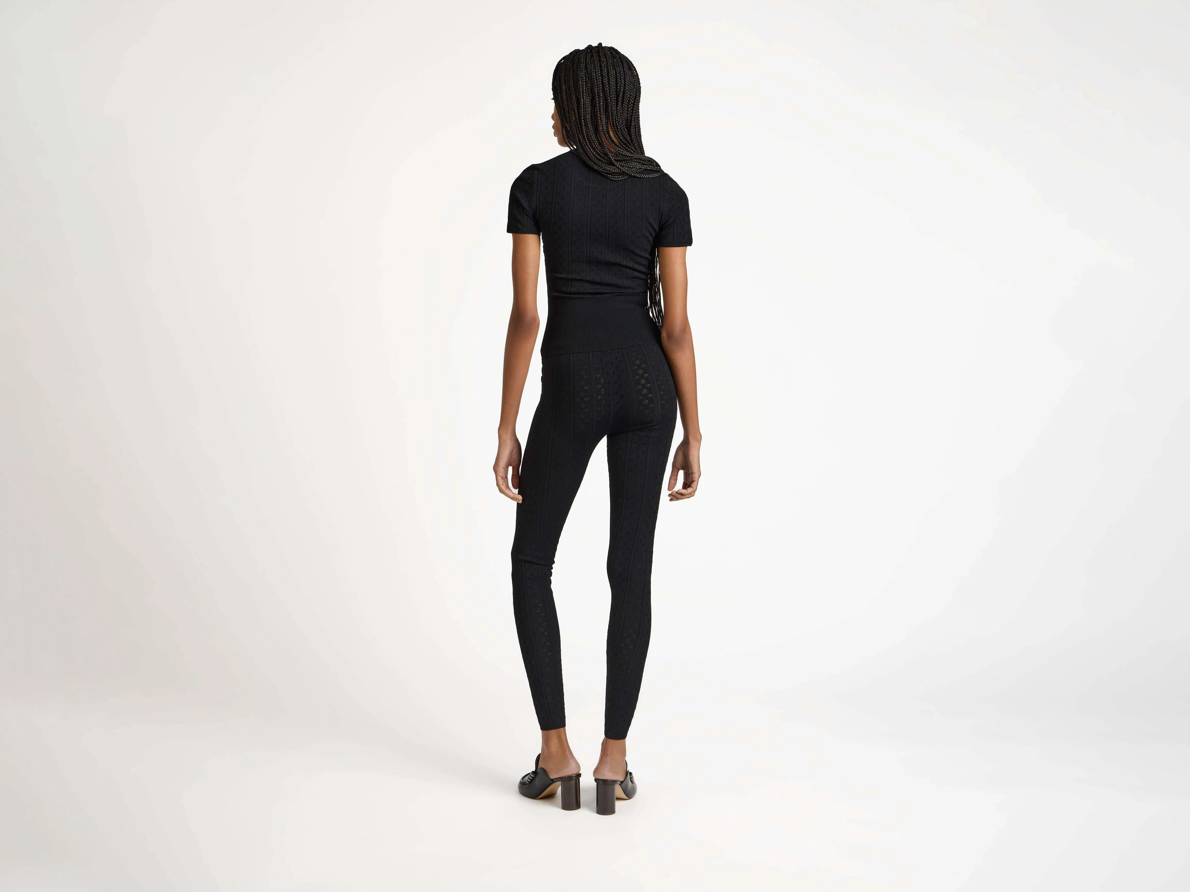 WOMENS KNITTED POINTELLE T-SHIRT IN BLACK sold by J.W. Anderson product image thumbnail 5