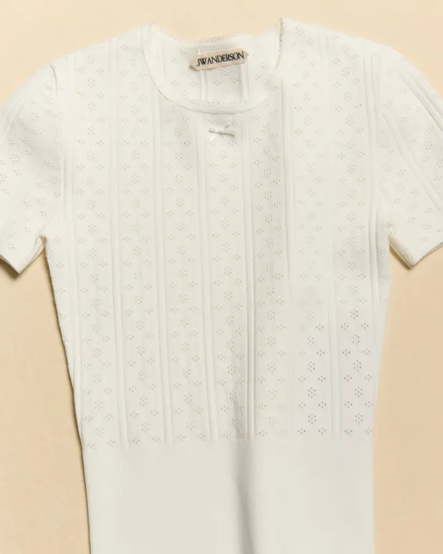 WOMENS KNITTED POINTELLE T-SHIRT IN WHITE sold by J.W. Anderson