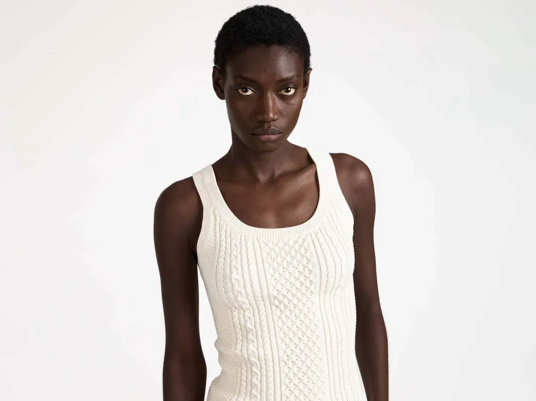 WOMENS CABLE-KNIT TANK TOP IN WHITE sold by J.W. Anderson