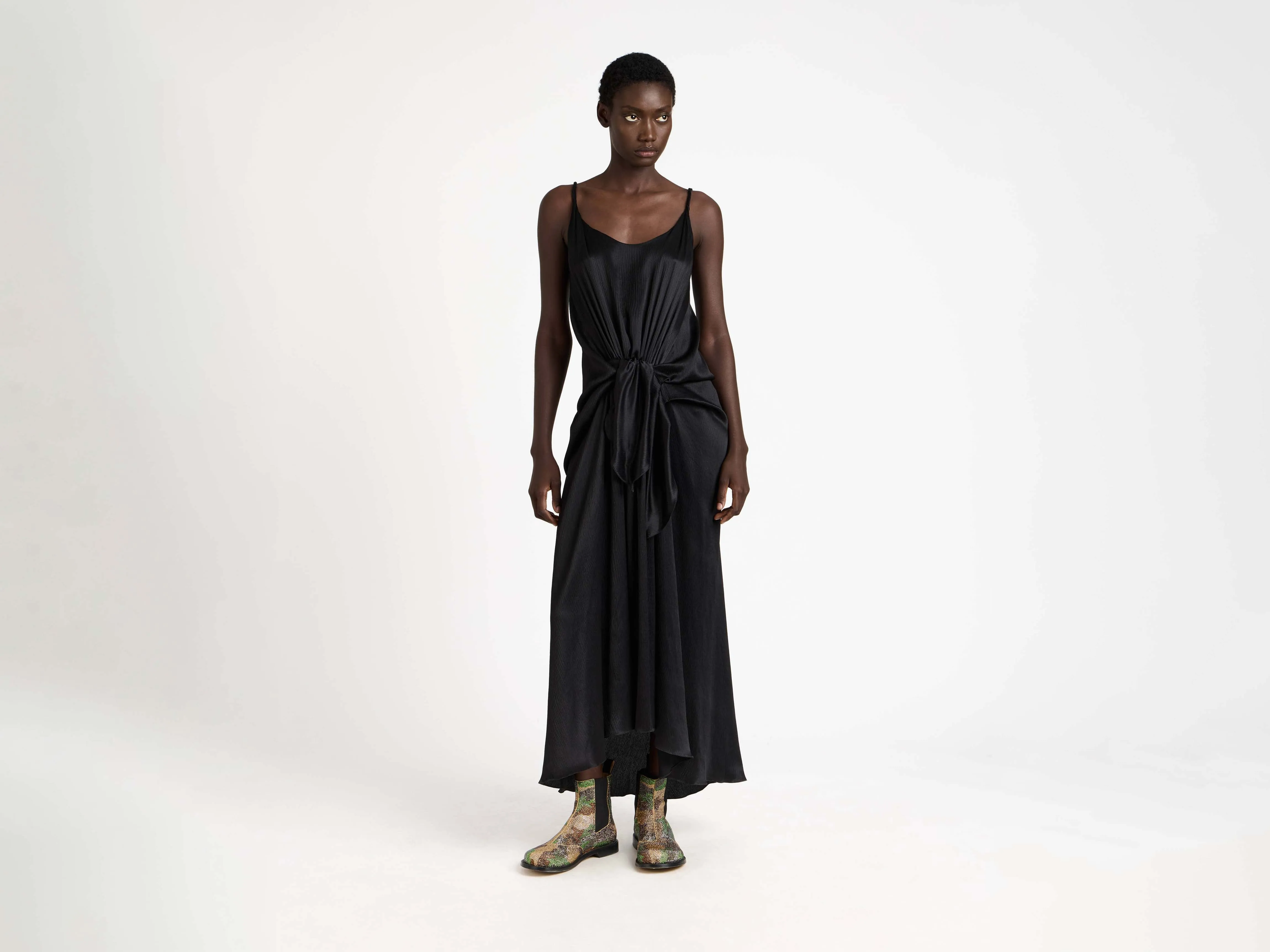 WOMENS KNOTTED WAIST LONGLINE DRESS IN BLACK sold by J.W. Anderson product image thumbnail 5