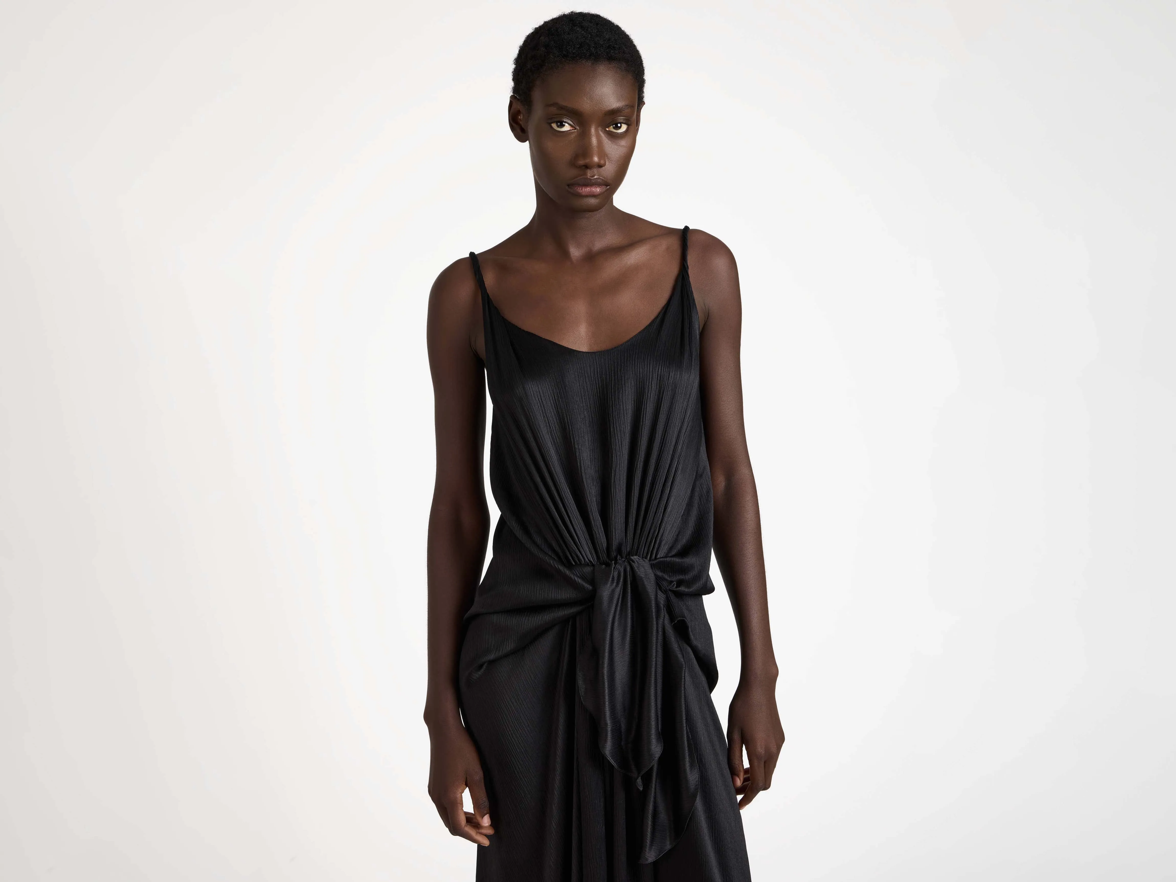 WOMENS KNOTTED WAIST LONGLINE DRESS IN BLACK sold by J.W. Anderson product image thumbnail 3