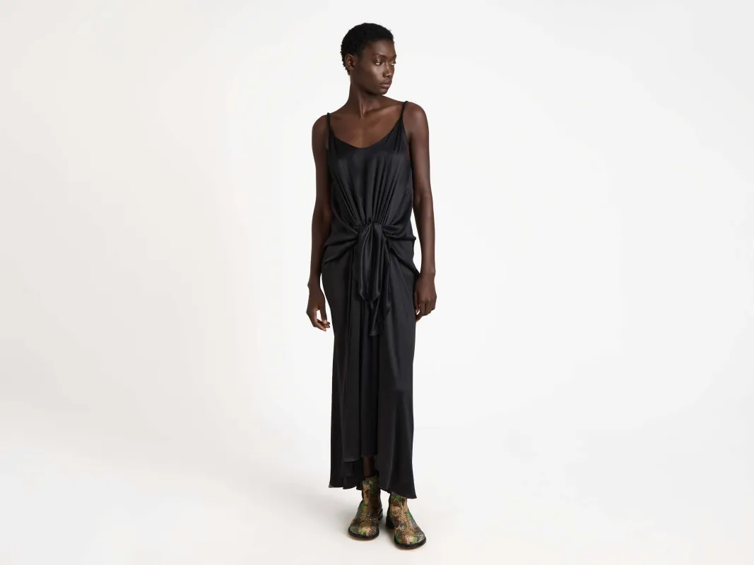WOMENS KNOTTED WAIST LONGLINE DRESS IN BLACK sold by J.W. Anderson