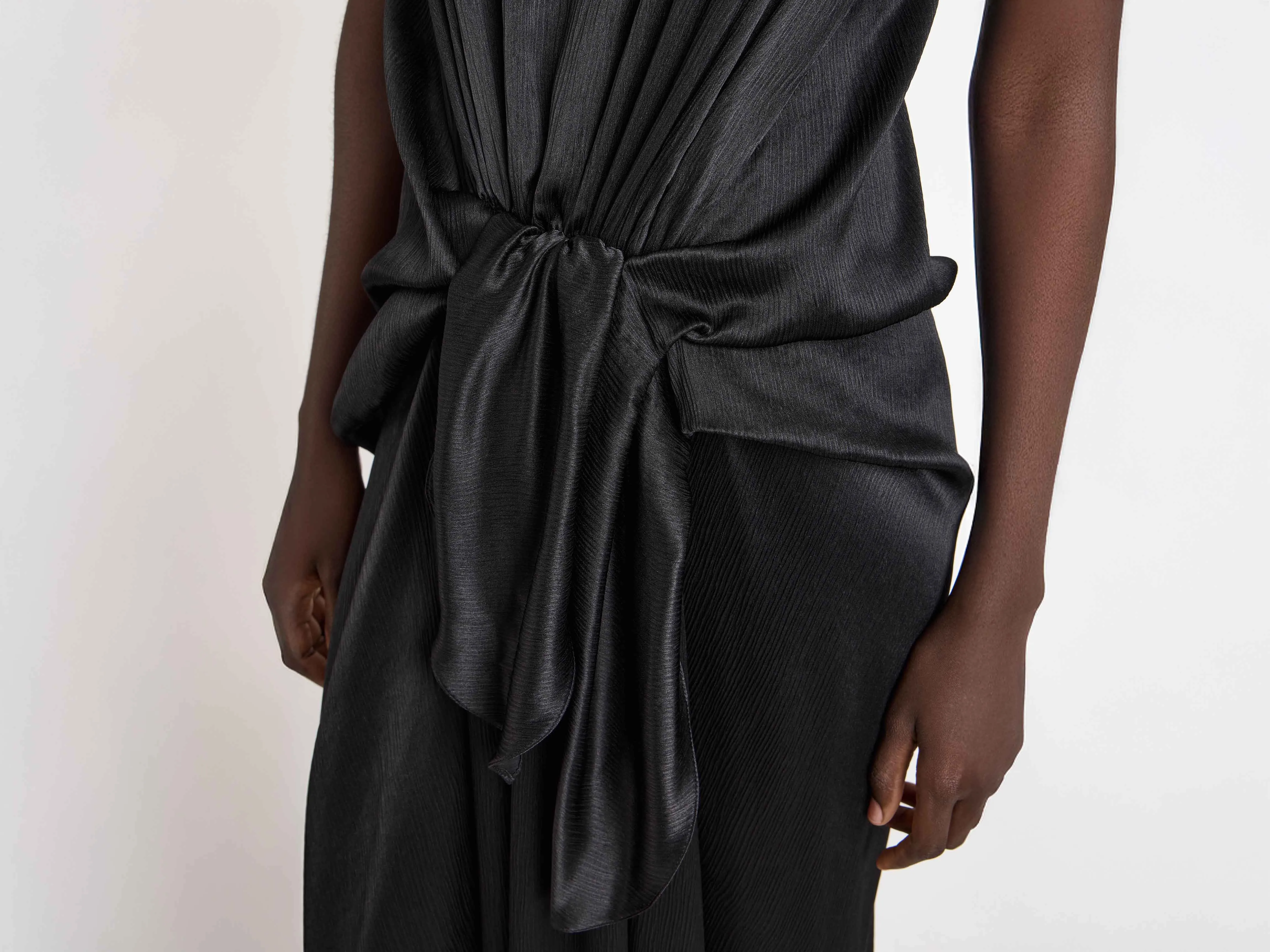 WOMENS KNOTTED WAIST LONGLINE DRESS IN BLACK sold by J.W. Anderson product image thumbnail 4