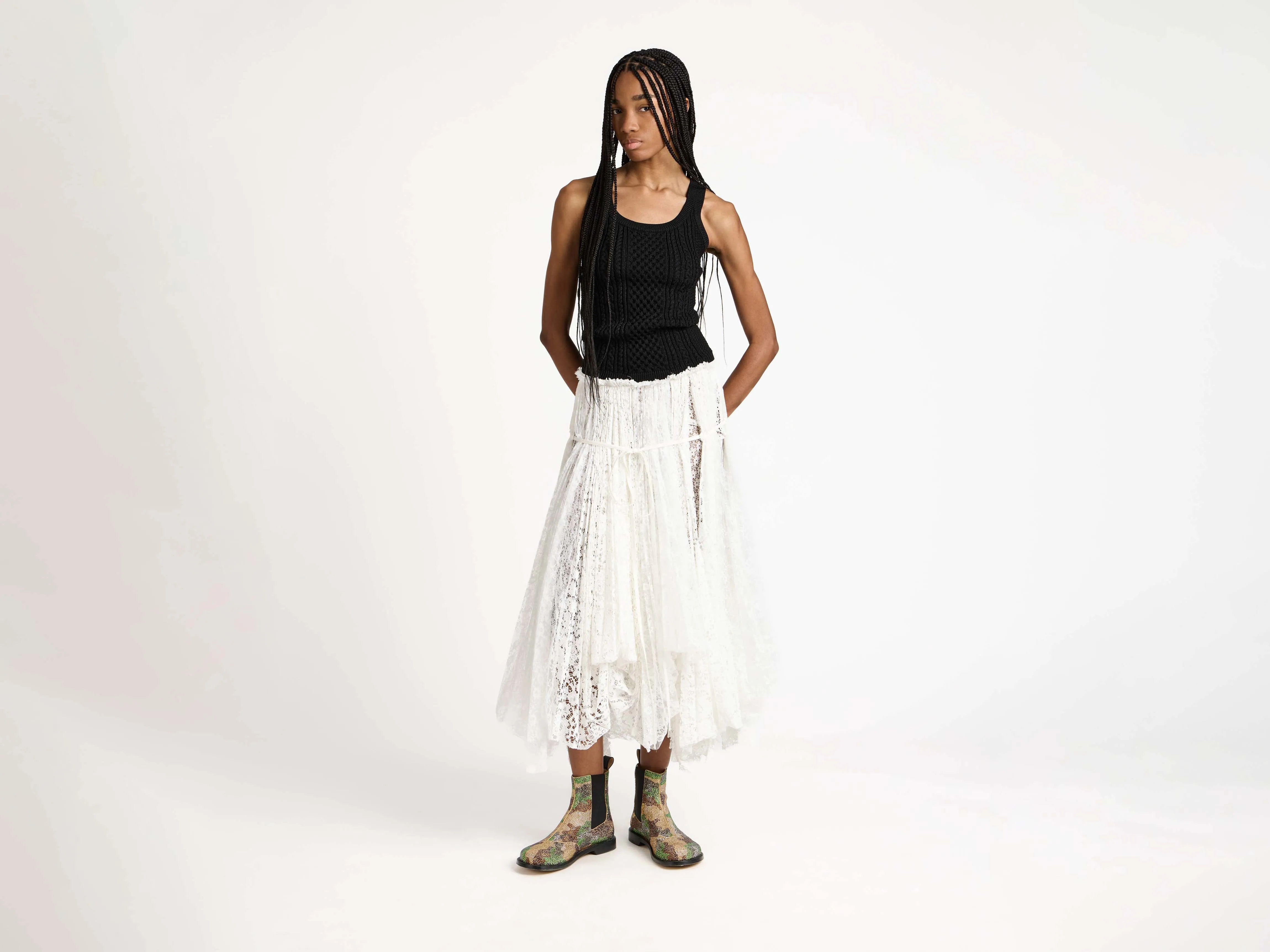 WOMENS CABLE-KNIT TANK TOP IN BLACK sold by J.W. Anderson