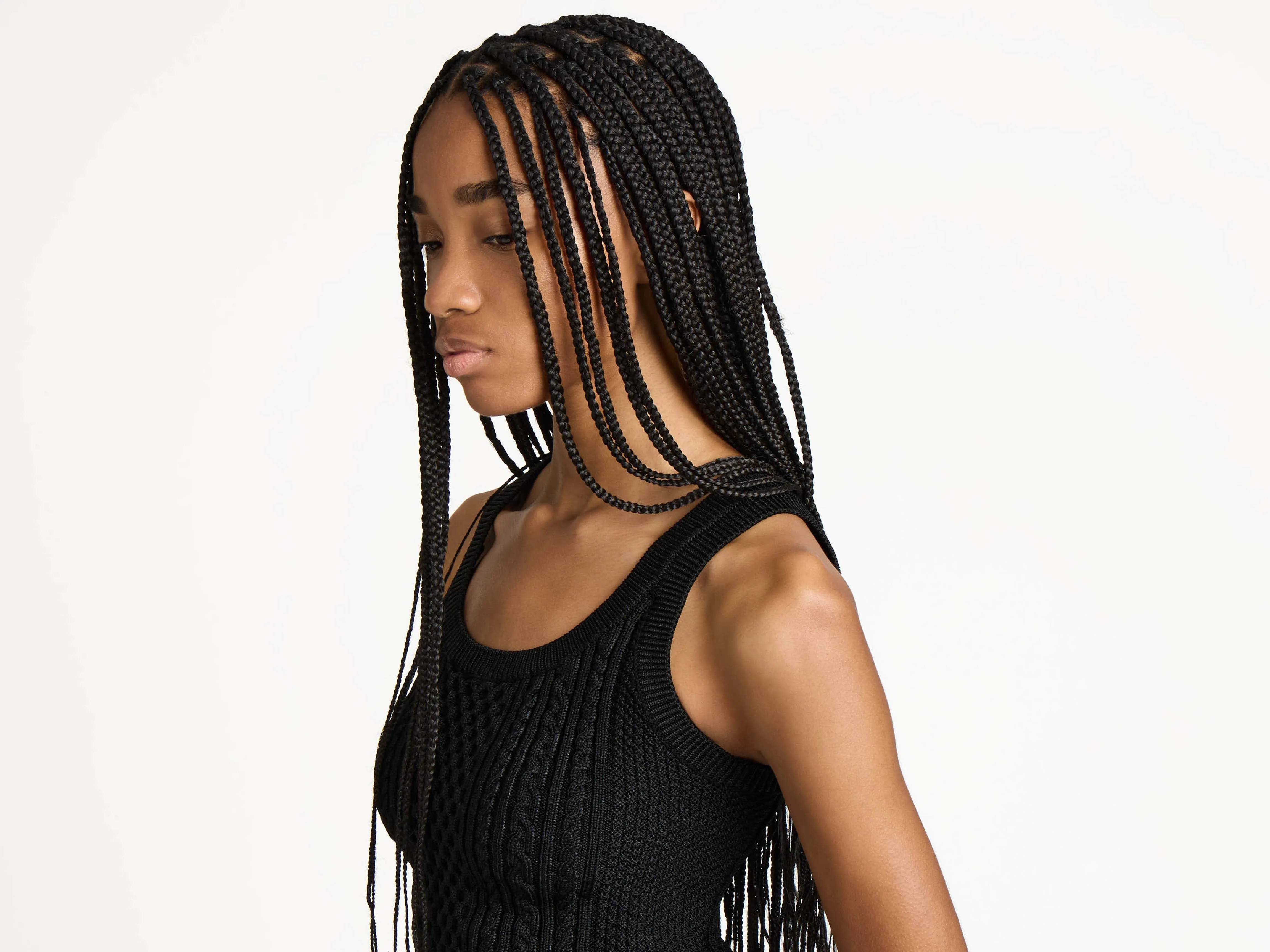 WOMENS CABLE-KNIT TANK TOP IN BLACK sold by J.W. Anderson product image thumbnail 2