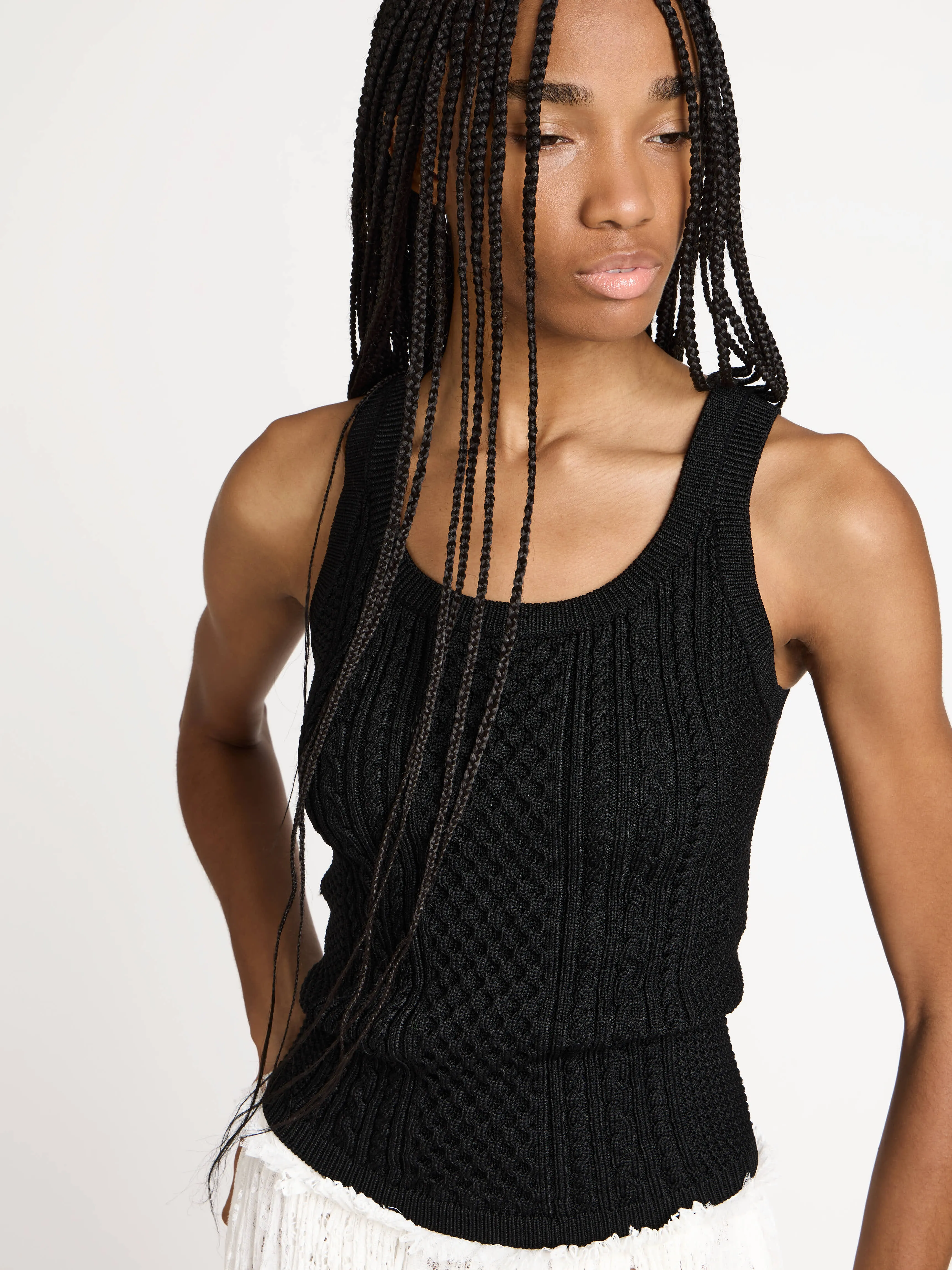 WOMENS CABLE-KNIT TANK TOP IN BLACK sold by J.W. Anderson product image thumbnail 4