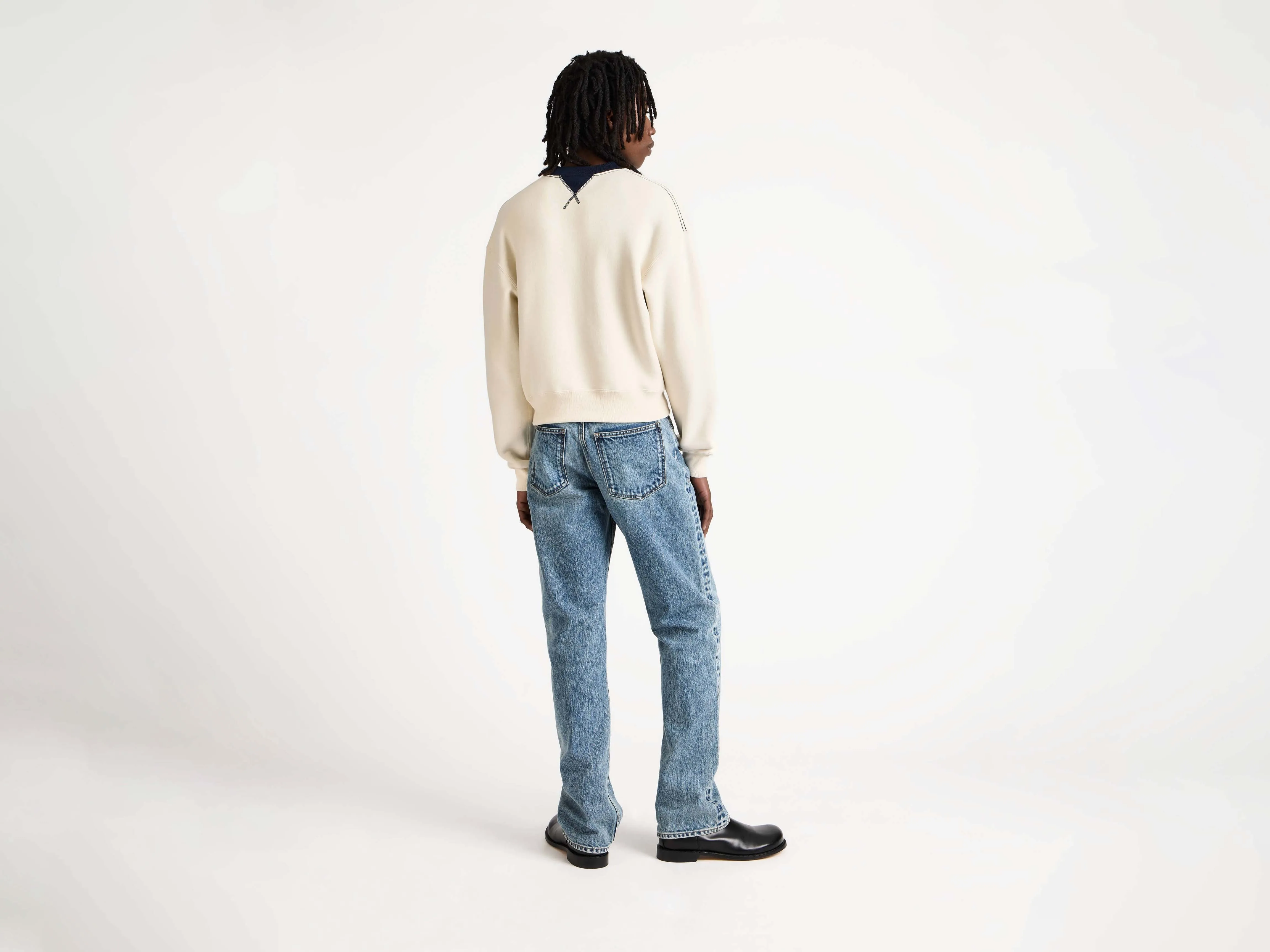 MENS CONTRAST COLLAR SWEATSHIRT IN ECRU & NAVY sold by J.W. Anderson product image thumbnail 3