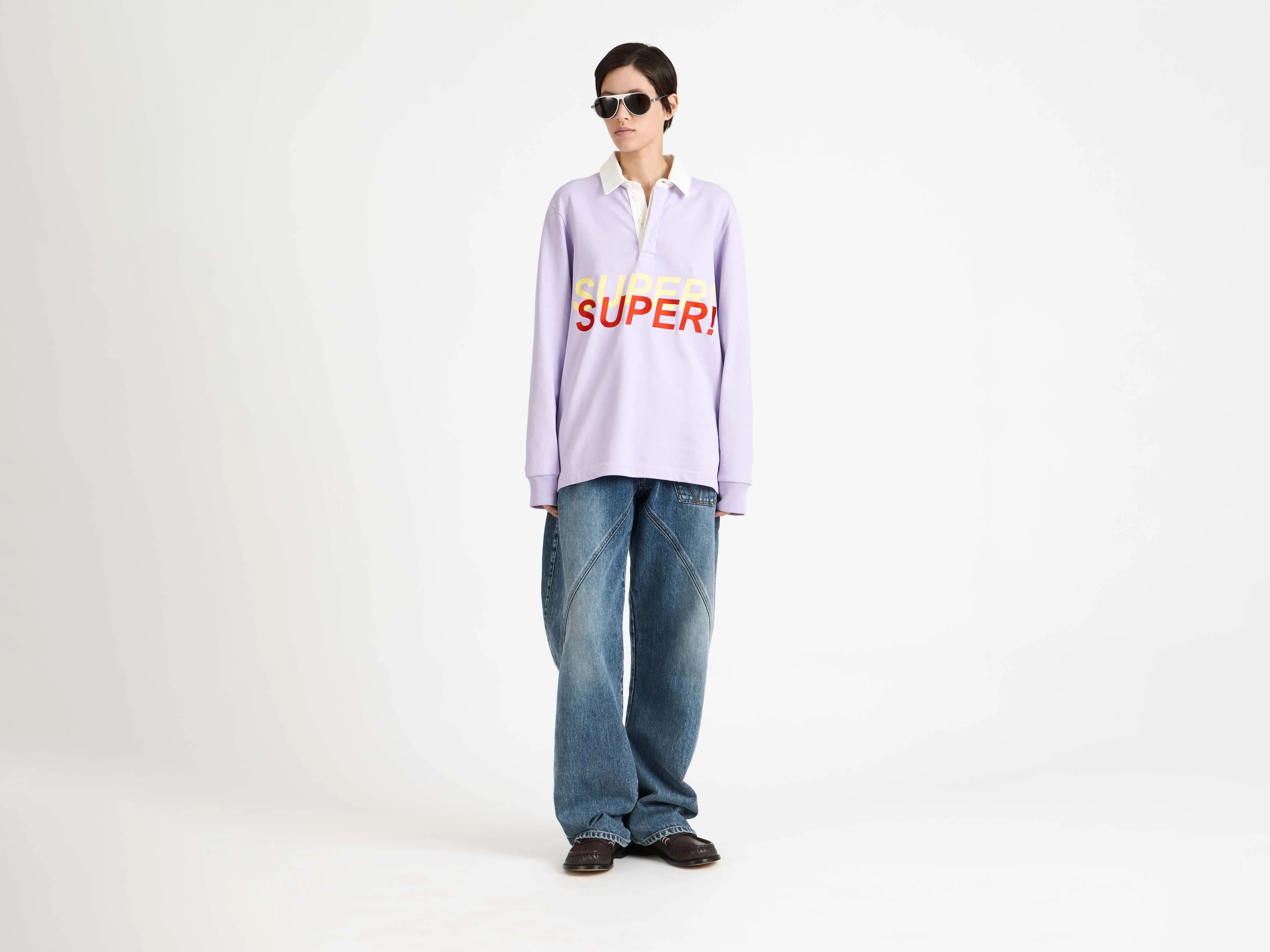 WOMENS 'SUPER SUPER' RUGBY POLO TOP IN PURPLE sold by J.W. Anderson product image thumbnail 5