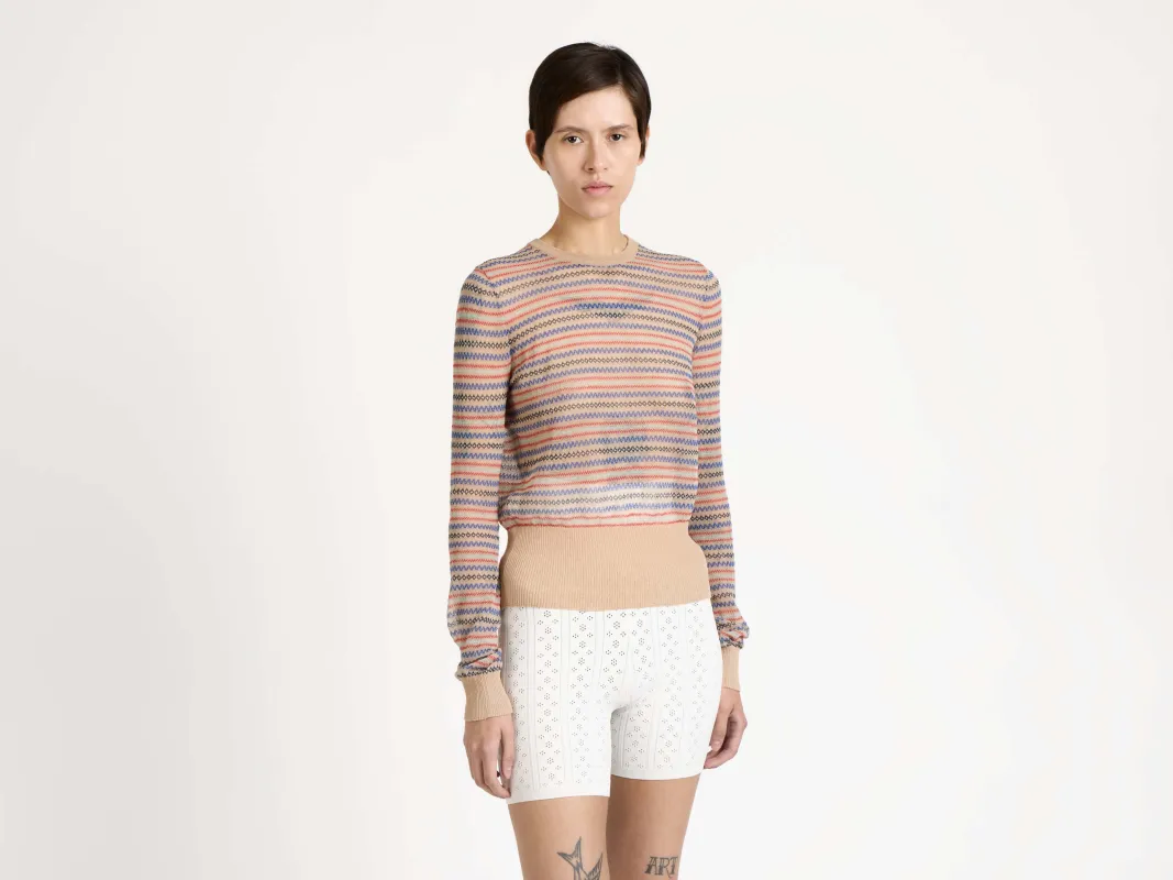 WOMENS LONG SLEEVE FAIRISLE TOP IN BURGUNDY sold by J.W. Anderson