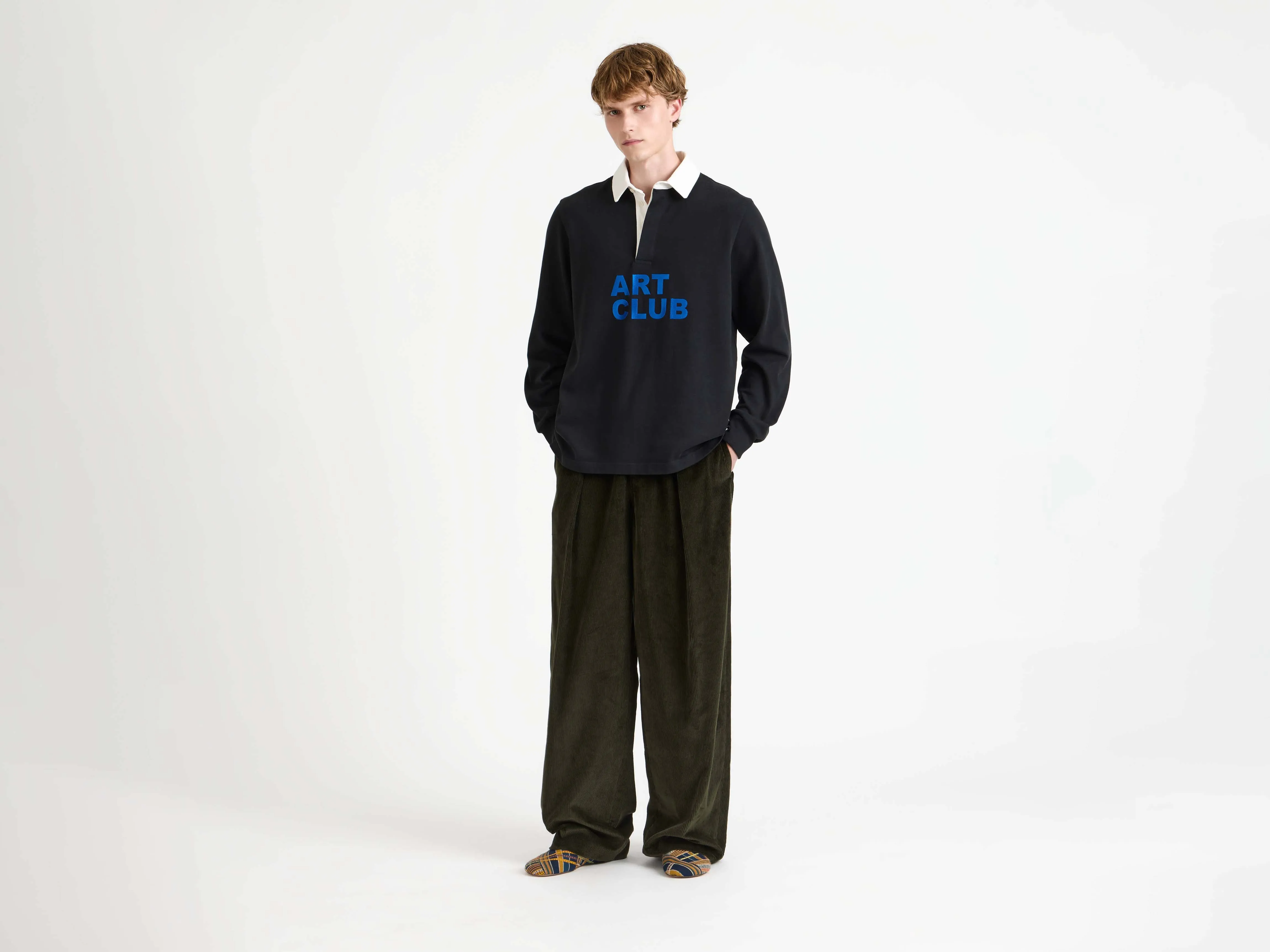 MENS 'ART CLUB' RUGBY POLO TOP IN WASHED BLACK sold by J.W. Anderson product image thumbnail 5