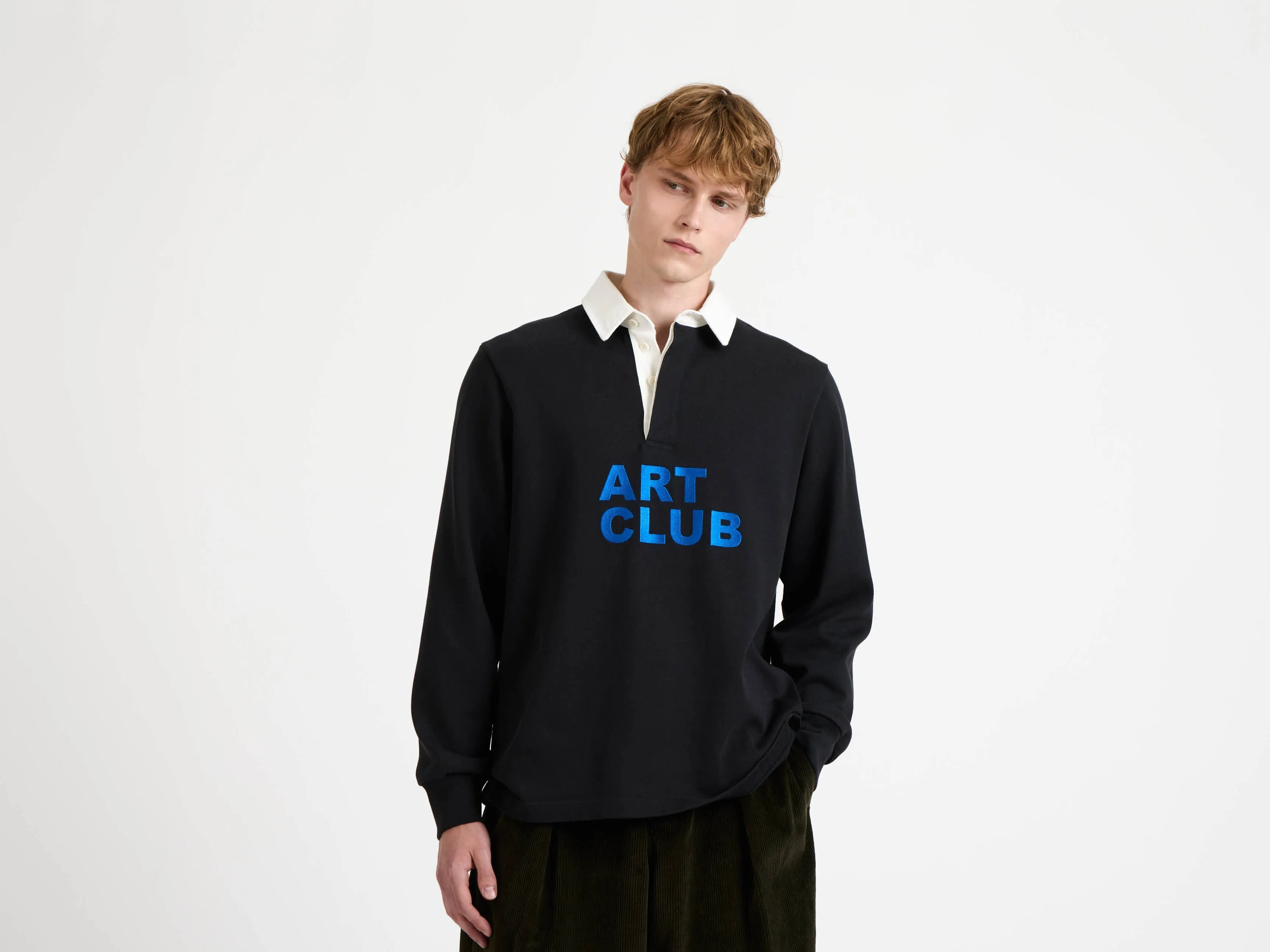 MENS 'ART CLUB' RUGBY POLO TOP IN WASHED BLACK sold by J.W. Anderson product image thumbnail 2