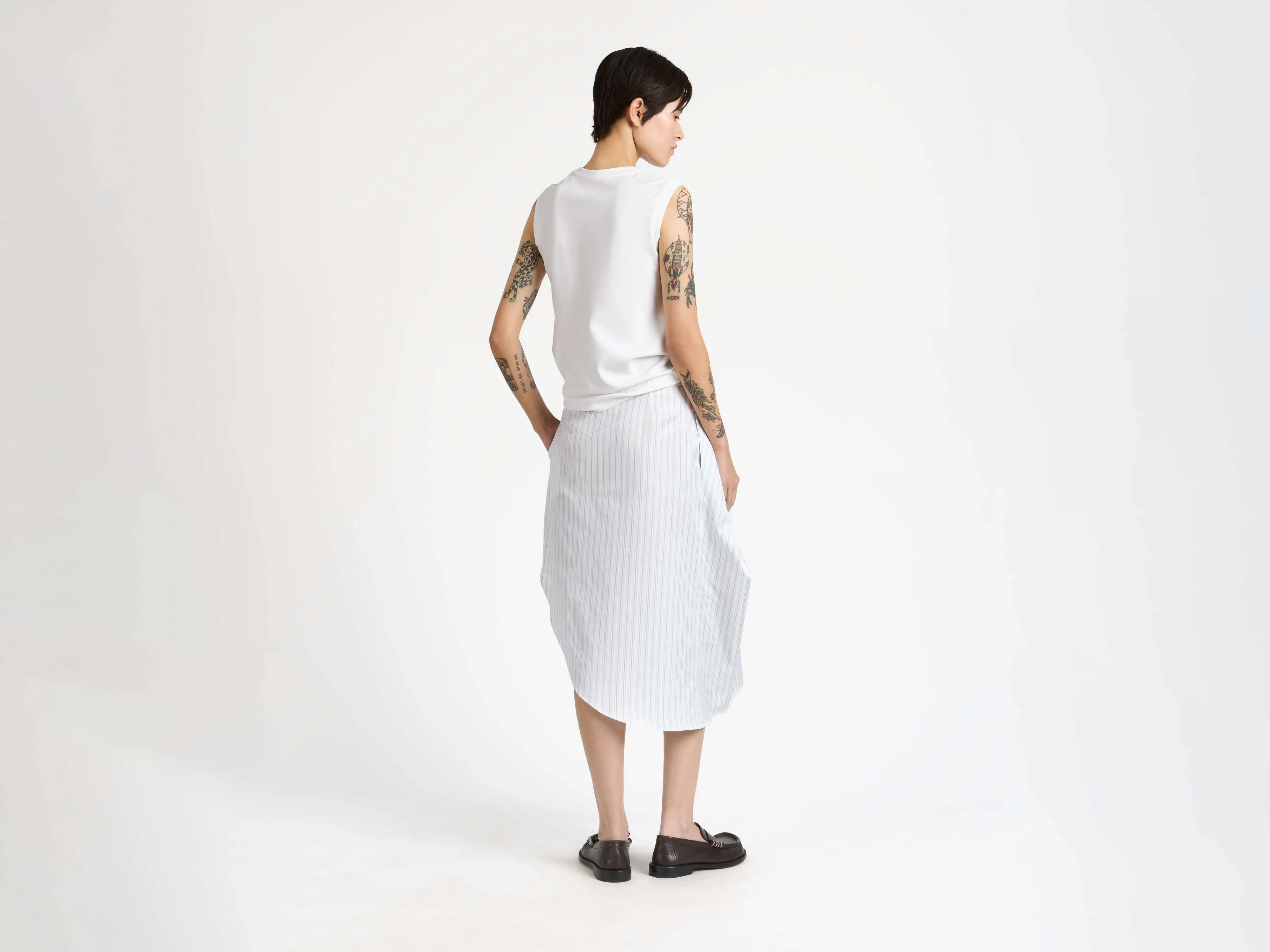 WOMENS ASYMMETRIC DRAPED SKIRT IN WHITE & BLUE sold by J.W. Anderson product image thumbnail 2