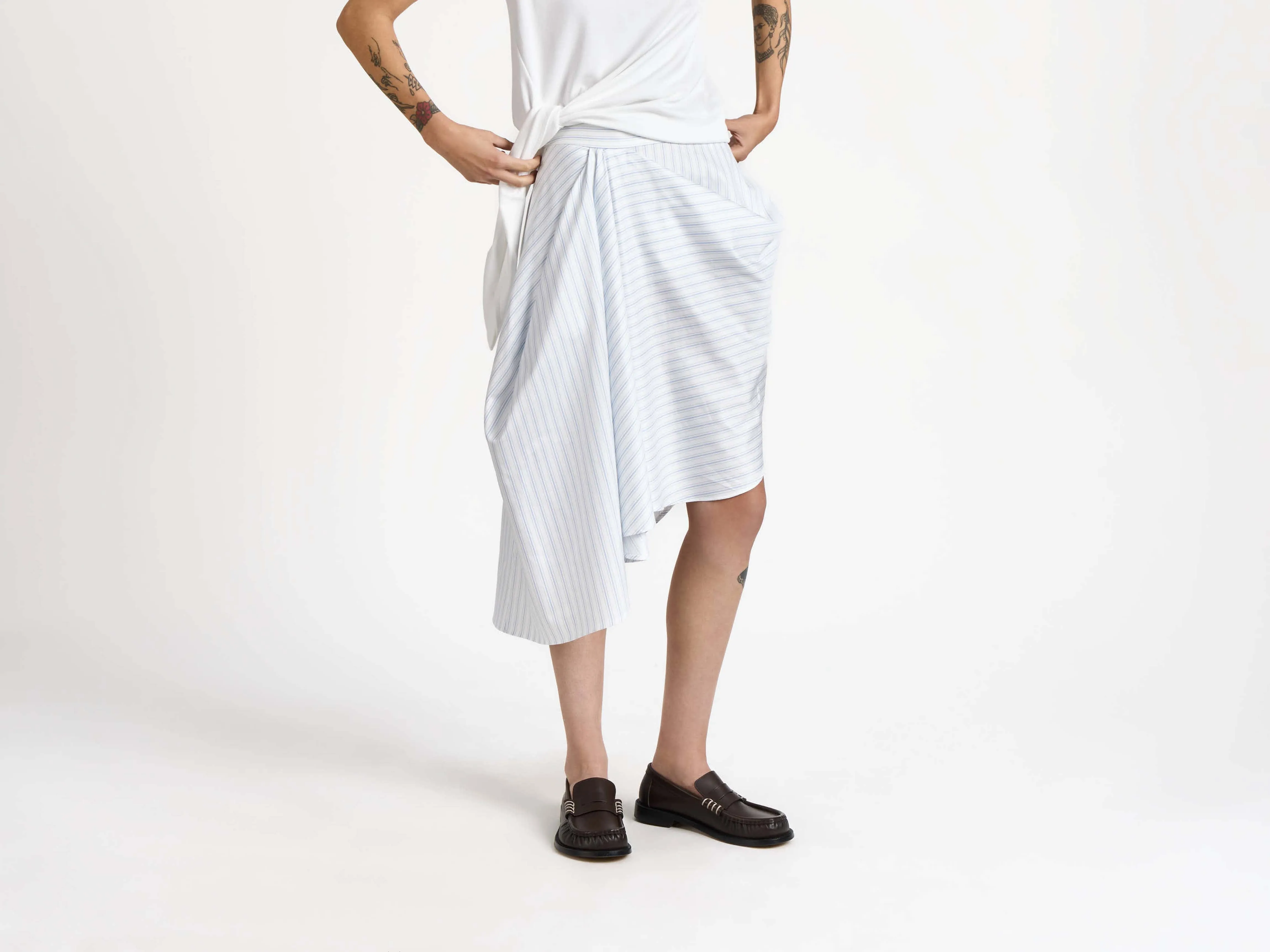 WOMENS ASYMMETRIC DRAPED SKIRT IN WHITE & BLUE sold by J.W. Anderson product image thumbnail 4