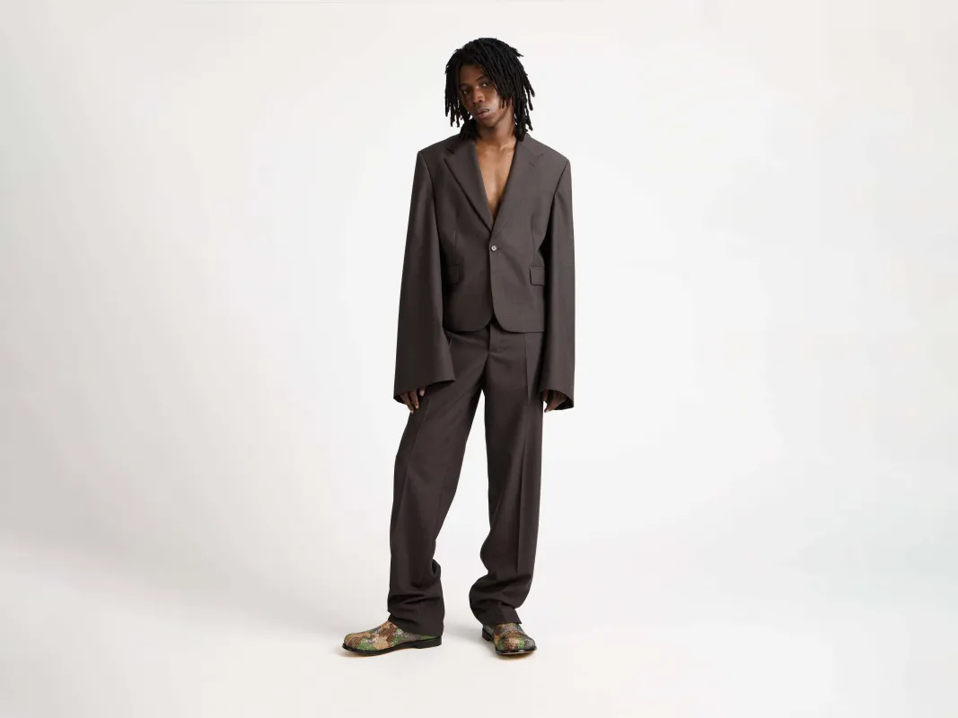 MENS WIDE SLEEVE BLAZER IN CHOCOLATE BROWN sold by J.W. Anderson