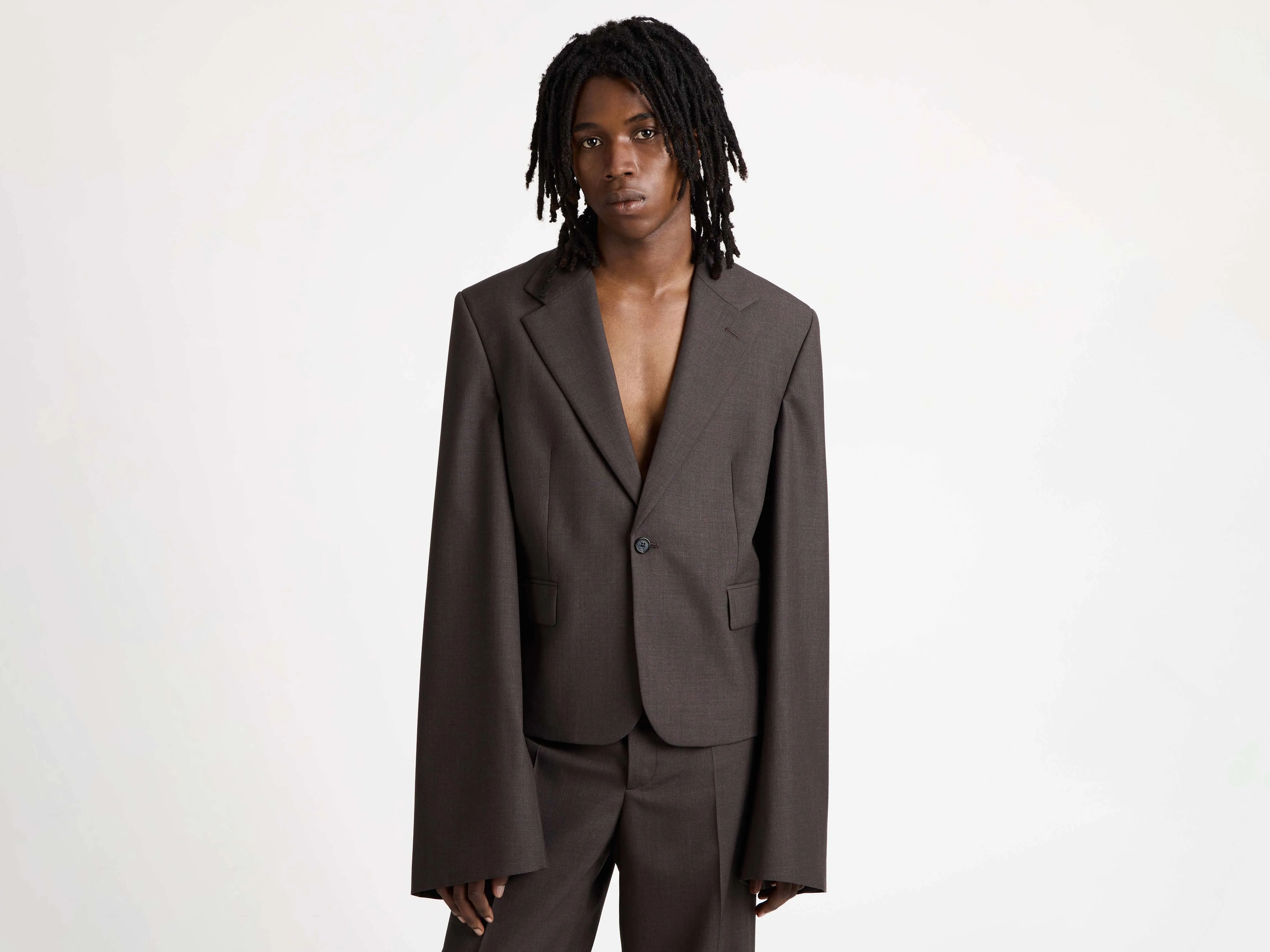 MENS WIDE SLEEVE BLAZER IN CHOCOLATE BROWN sold by J.W. Anderson product image thumbnail 3