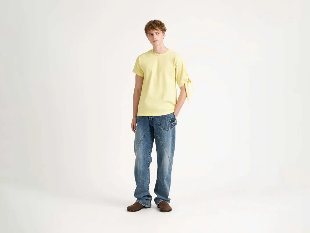 MENS KNOTTED SLEEVE T-SHIRT IN YELLOW sold by J.W. Anderson
