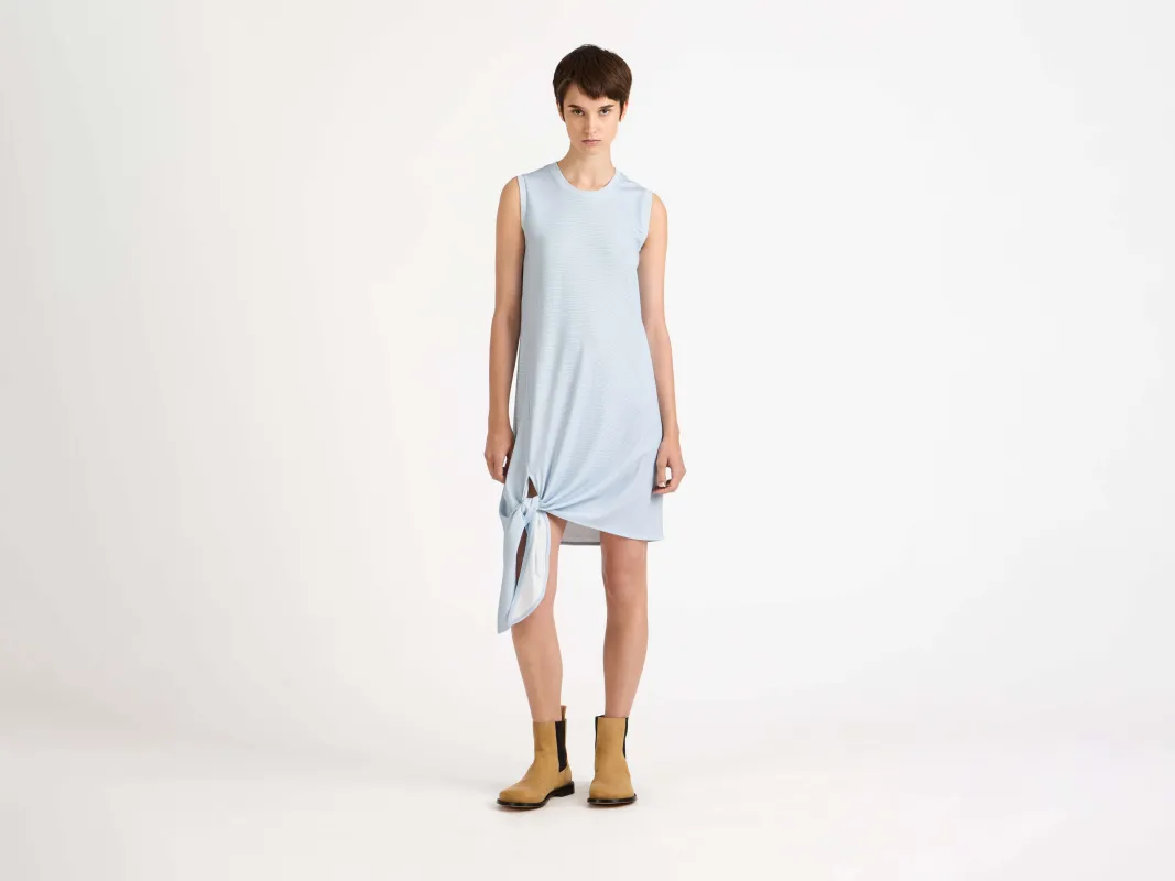 WOMENS HEM KNOT DRESS IN WHITE BLUE made by J.W. Anderson